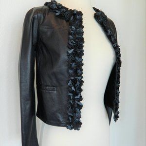 Tory Burch Petite Leather Cropped Jacket Size